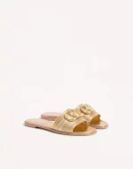 Valentino Vlogo Signature Metallic Leather Slide Sandal With Cornely Embroidery - Image 6